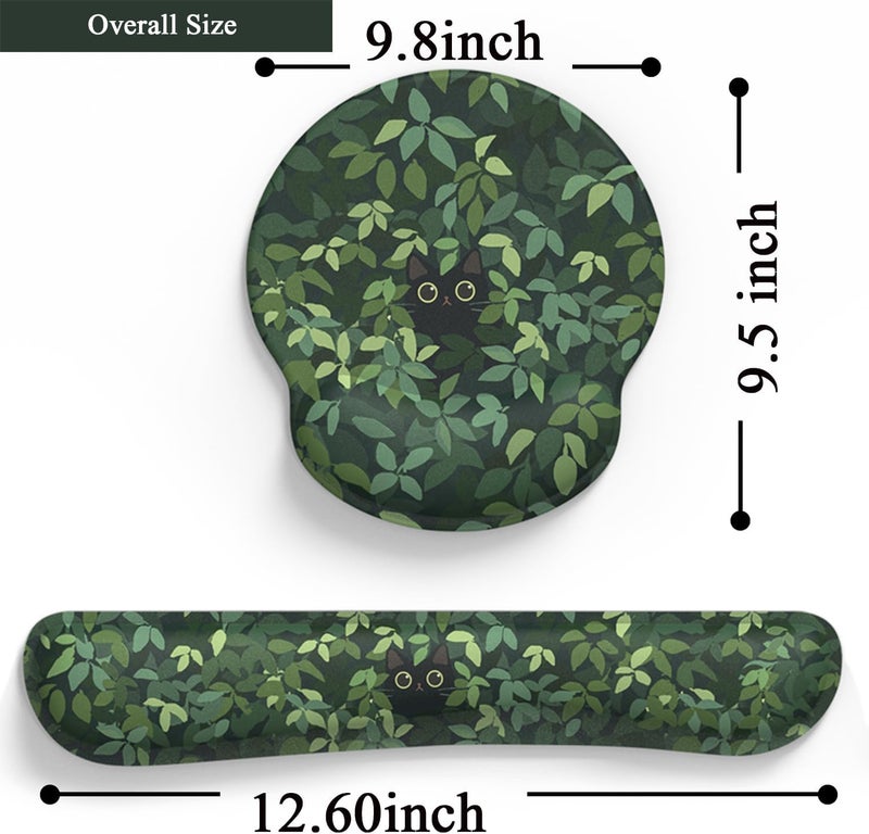 Mechanical Cattle Cute Ergonomic Green Mouse Pad Cat Wrist Support,[ 20% Larger] Wrist Rest Gel Anime Kawaii 3D Green Office Plants Mouse Pads, Keyboards Silicon Wrist Pad,Pain Relief,Game Work Study Home Office. - Image 4